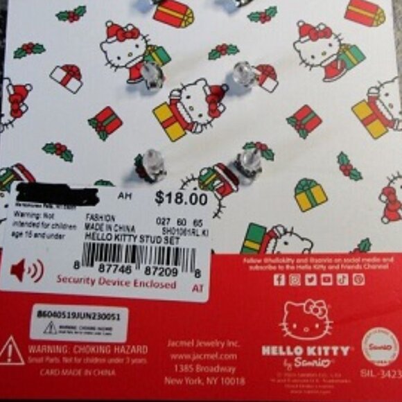 HELLO KITTY 3pc SET Christmas Silver-tone Enamel Stud Earrings**NEW! - Picture 5 of 5
